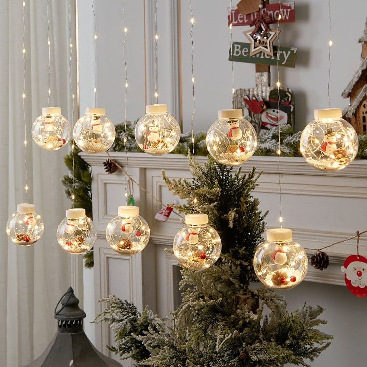10 Ball LED Christmas Lamp With Festive Figure Designs - Image 8