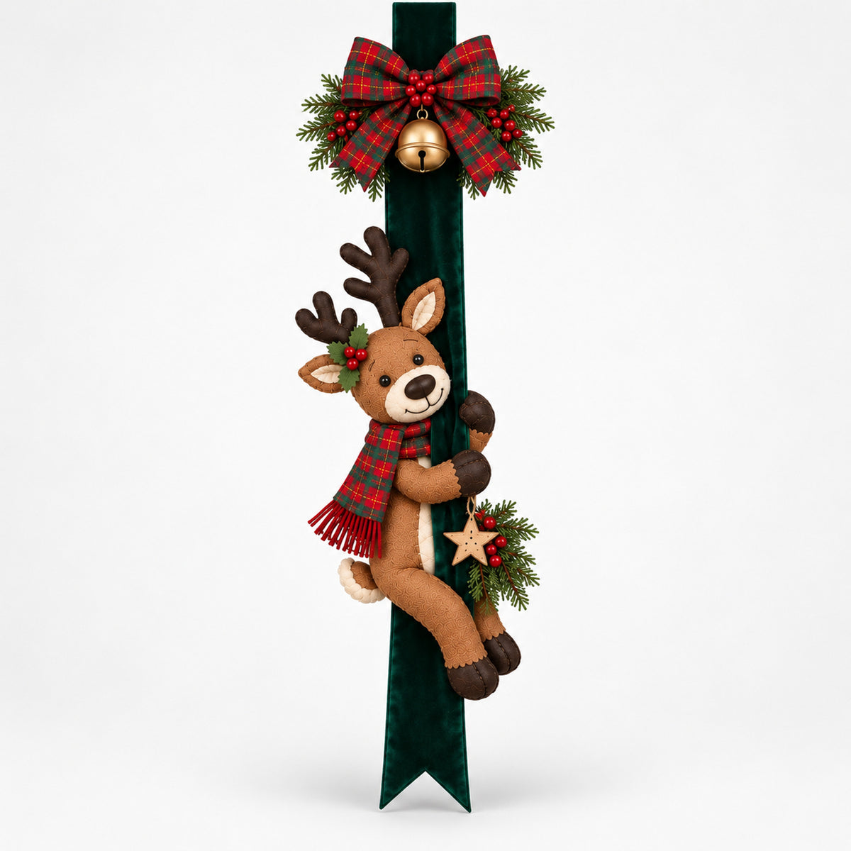 3D And Plaid Cloth Christmas 3D Santa Door Hanging - Image 8