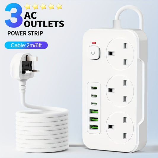 9-in-1 Power Strip With 3 AC Outlets 6 USB Ports And 2m Extension Cable - Image 3