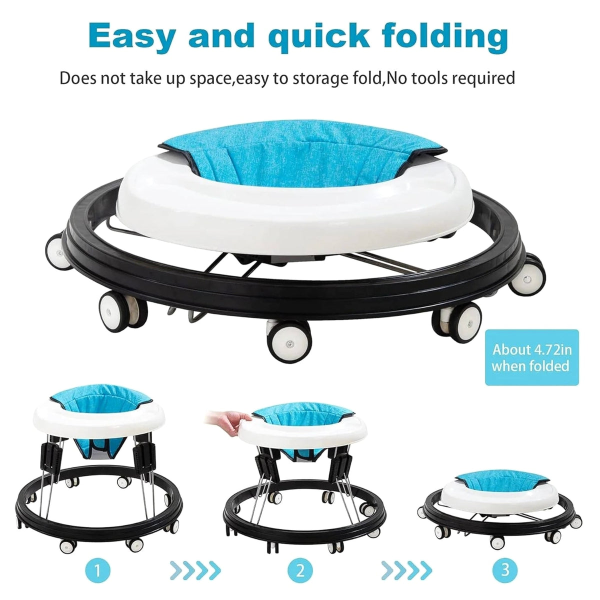 Anti Rollover Baby Walker With Silent Rubber Wheels And Adjustable Height - Image 9