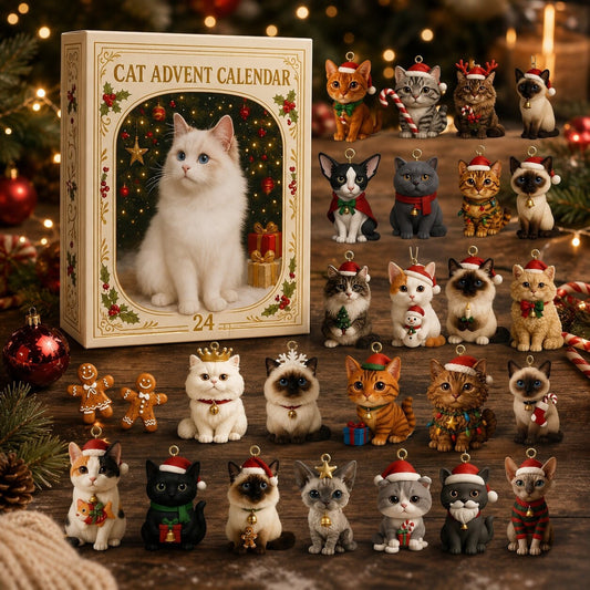 Cat Advent Calendar With 24 Christmas Ornaments - Image 1