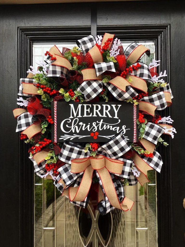 Christmas Bow Garland 3 Sizes Of Cloth Decorative Bows - Image 9