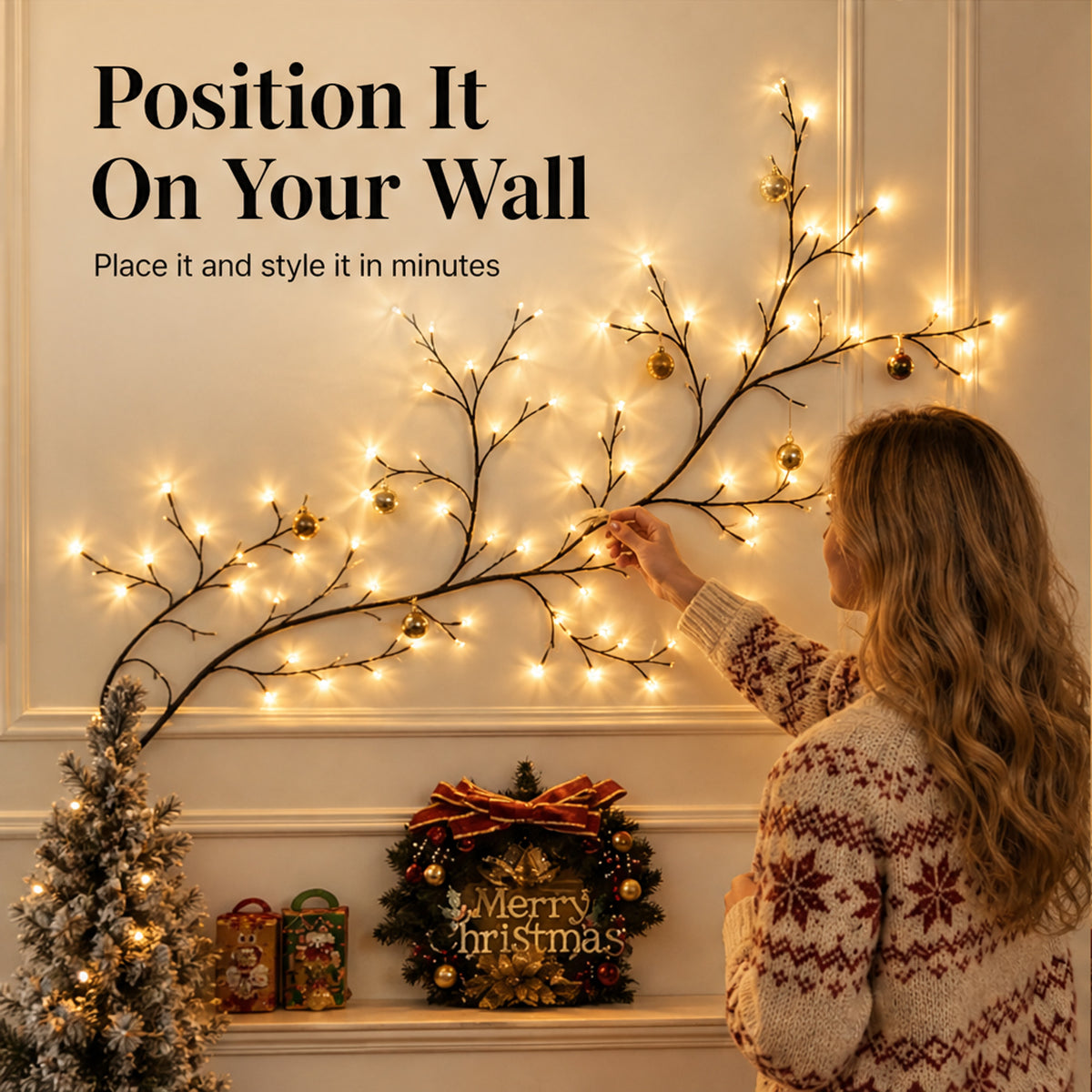 Christmas LED Branch Wall Light With Remote Control - Image 7