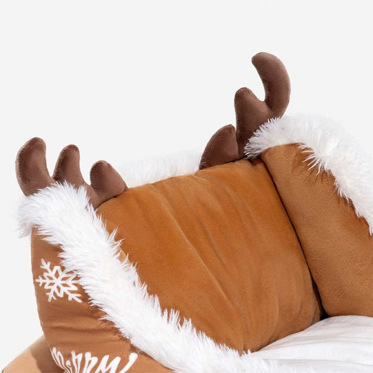 Christmas Sleigh Dog Bed Plush Crystal Velvet With Non-Slip Bottom - Image 9