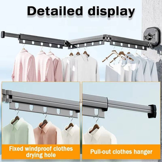 Clothes Drying Rack Wall-mounted Folding With Telescopic Multi-angle Rotating Arms - Image 4