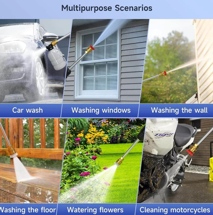 Cordless Pressure Washer With Two Swappable Batteries Spray Nozzles And Water Hose - Image 9