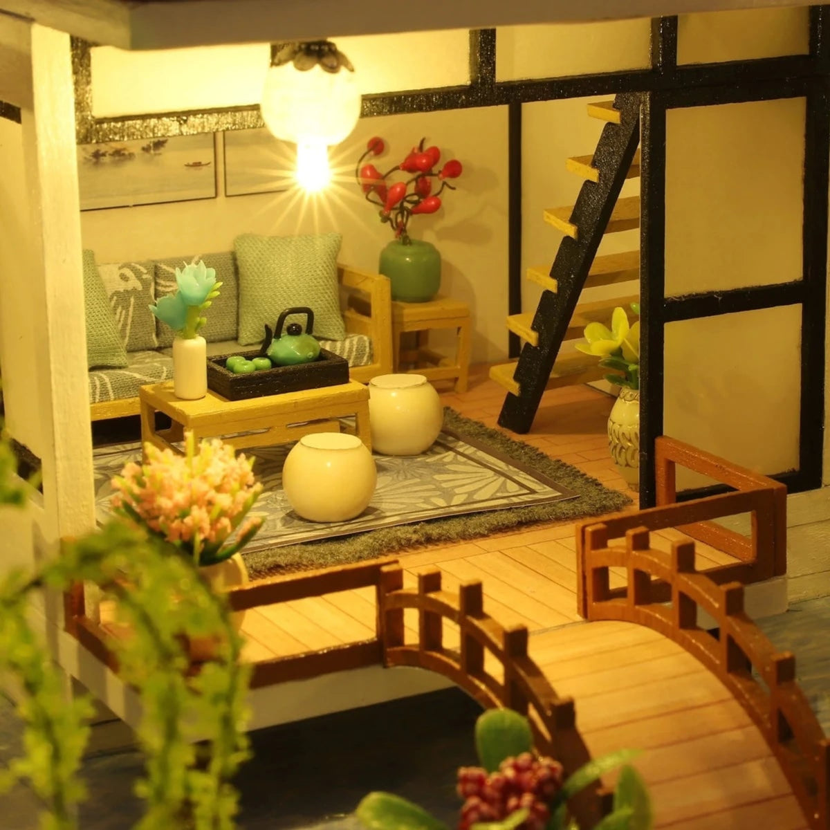 Diy Miniature House Kits Wooden Model Kit With Illuminated Interior - Image 7