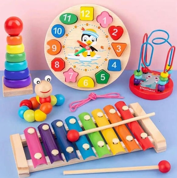Eduquest 5-in-1 Wooden Montessori Activity Set For Baby Sensory Development - Image 7