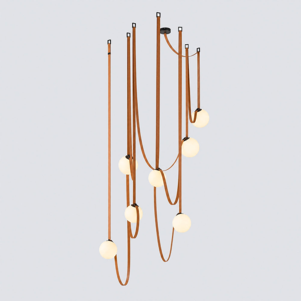 Faux Leather Multi-Bulb Globe Pendant Light - Image 8