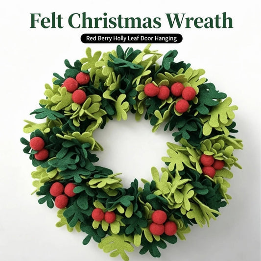 Felt Christmas Wreath With Leaves And Red Berries - Image 2