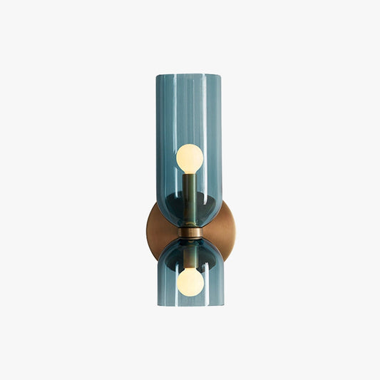 Glass Cylinder Wall Lamp Sconce With Metal Frame - Image 1