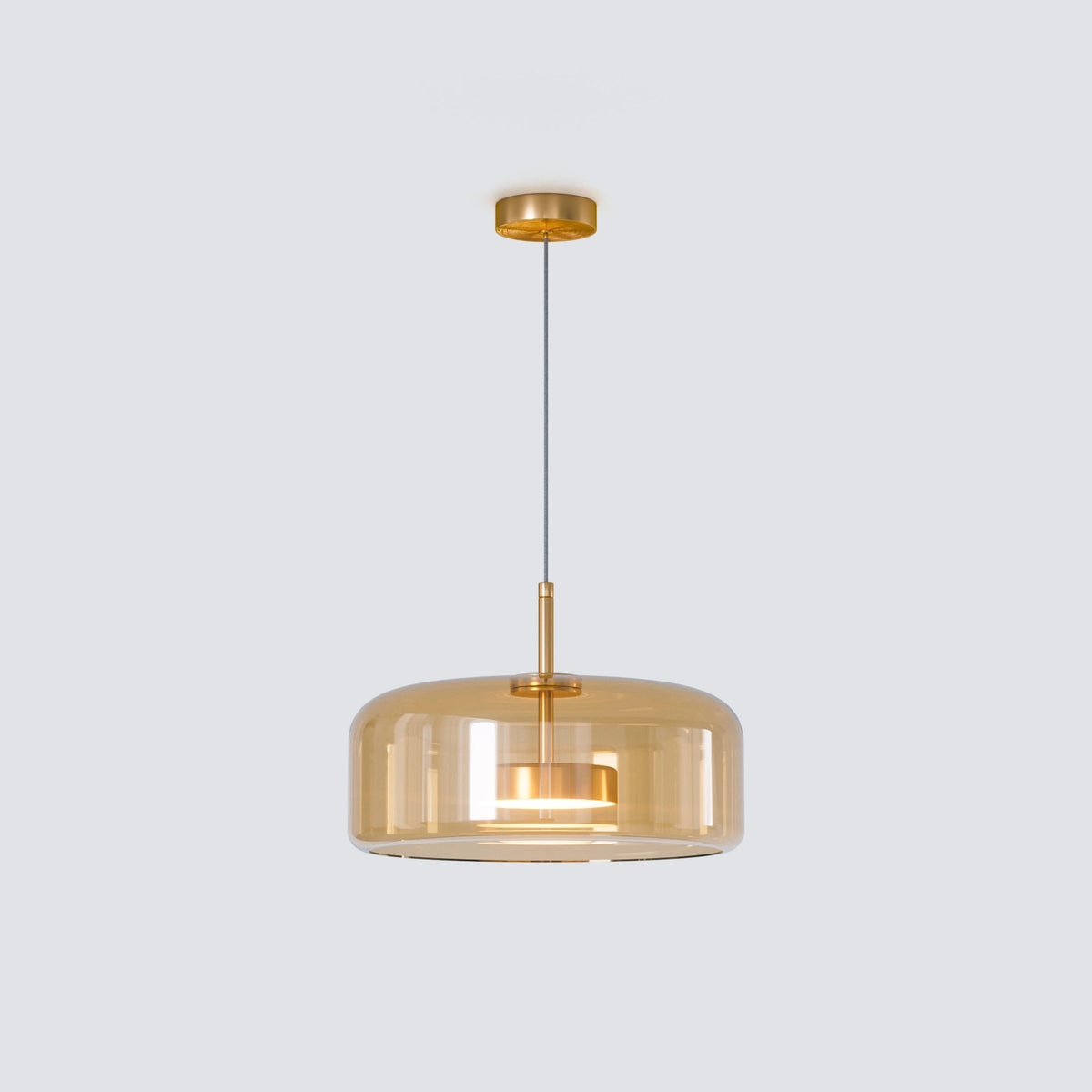 Glass Drum Pendant Light With Gold Or Black Metal - Image 8