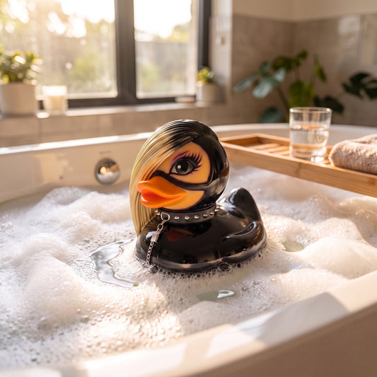 Halloween Goth Rubber Duck With Studded Collar - Image 1