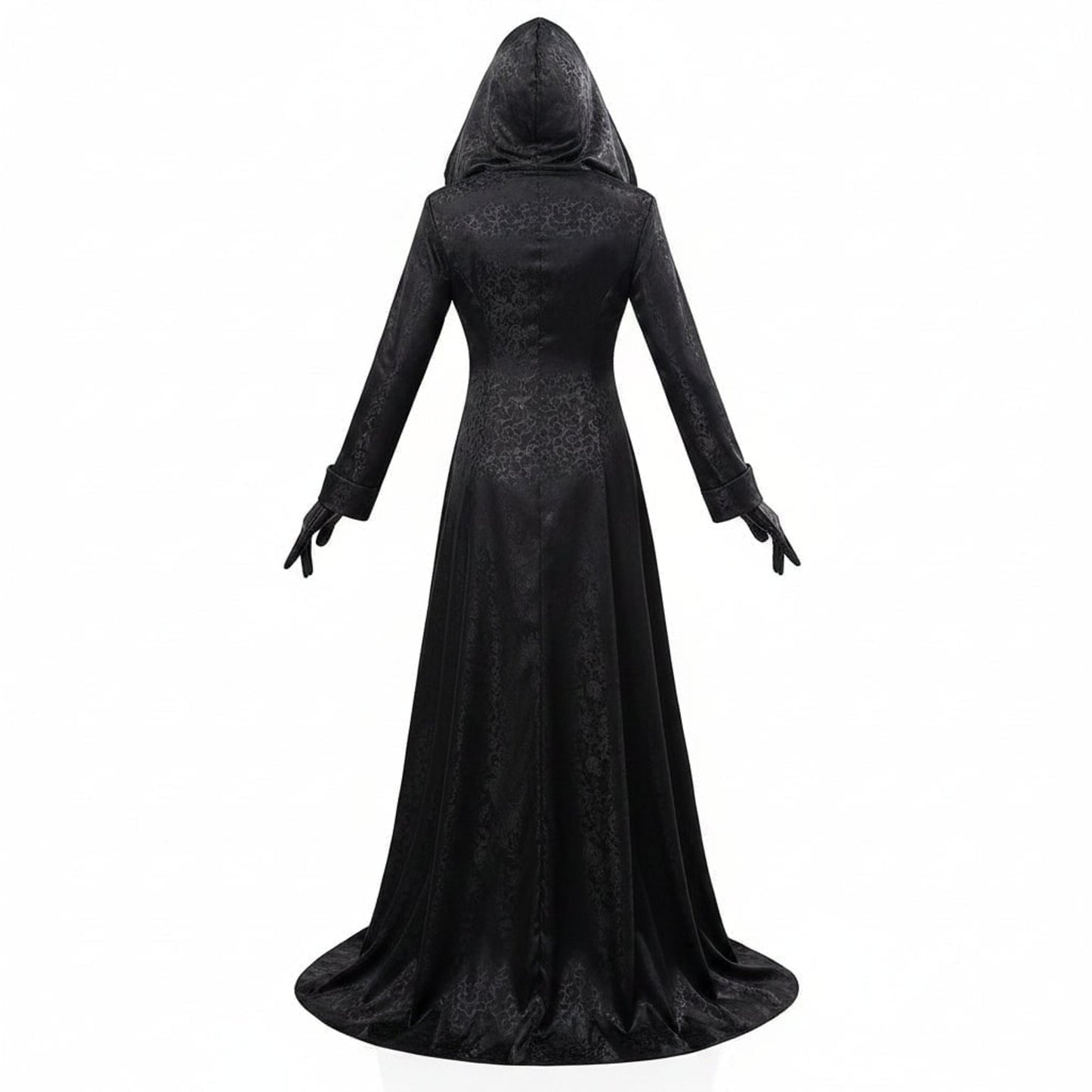 Halloween Vampire Costume Gothic Hooded Black Dress With Authentic Spooky Design - Image 3