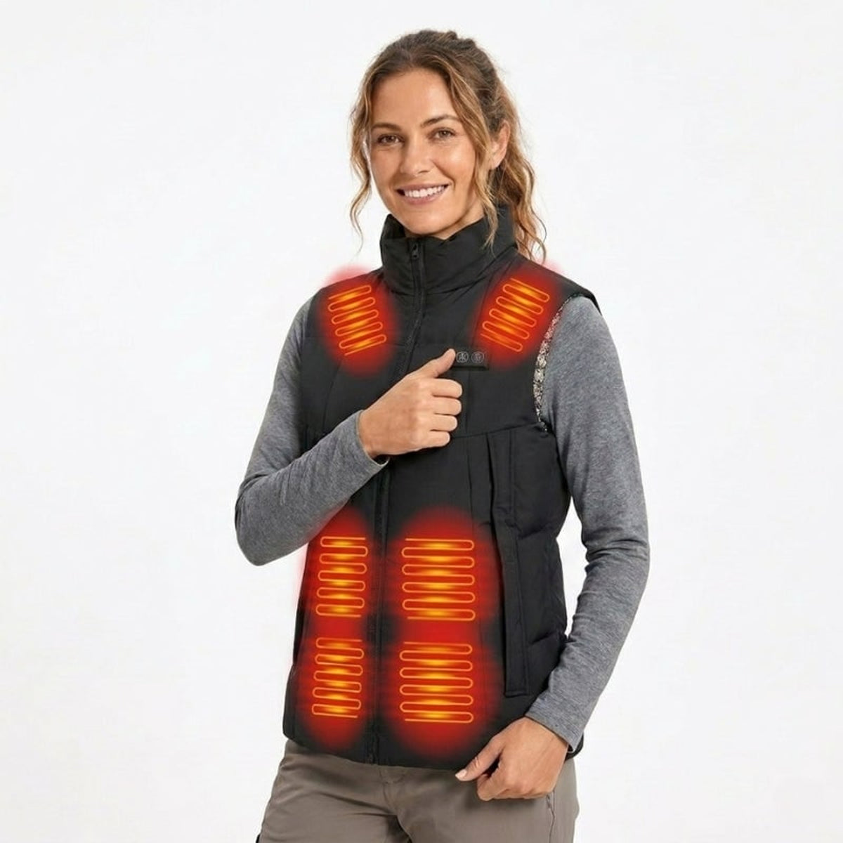Heated Vest Women With USB Rechargeable Battery Powered Puffer Stand Collar - Image 1
