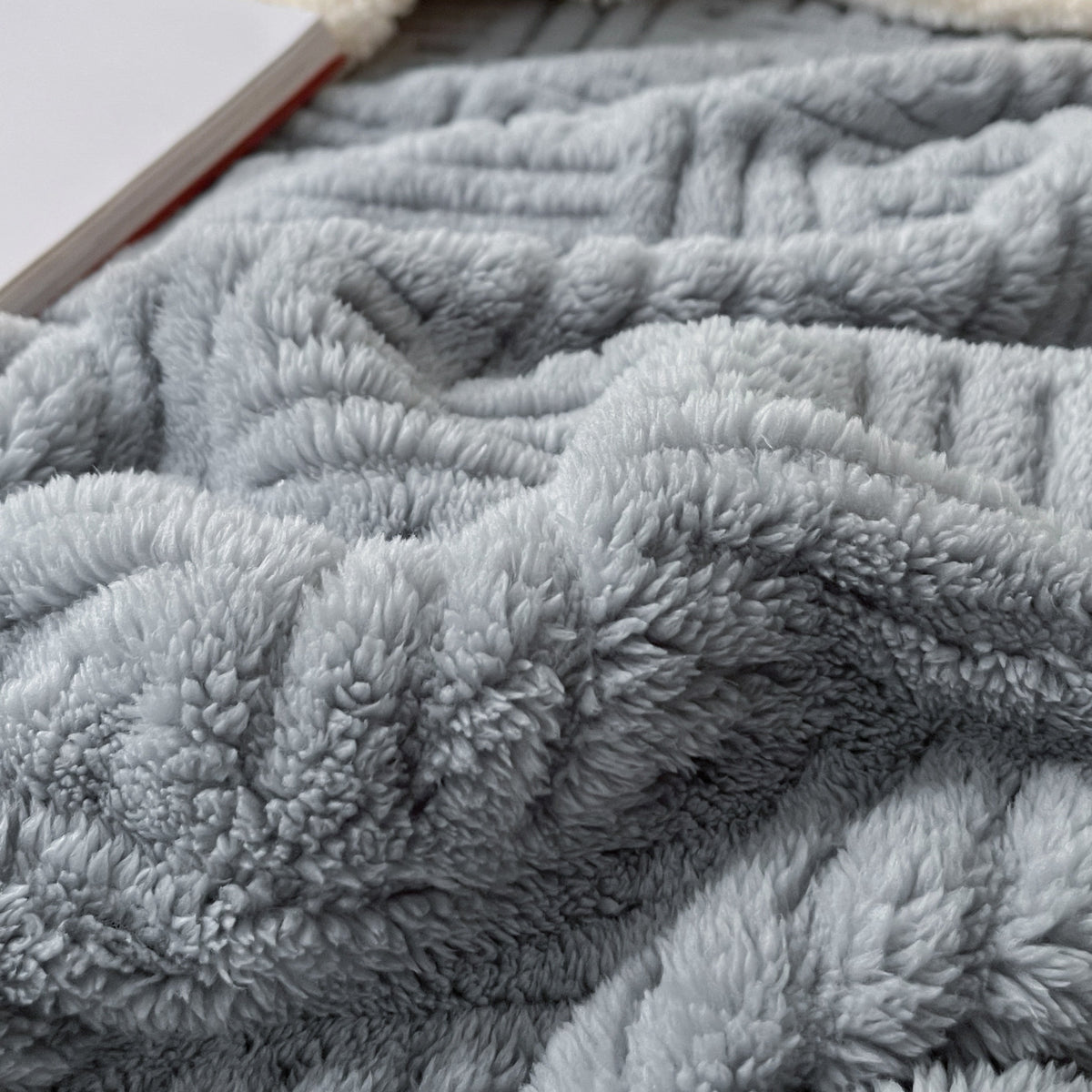 Knitted Throw Blanket With Reversible Sherpa Lining - Image 8
