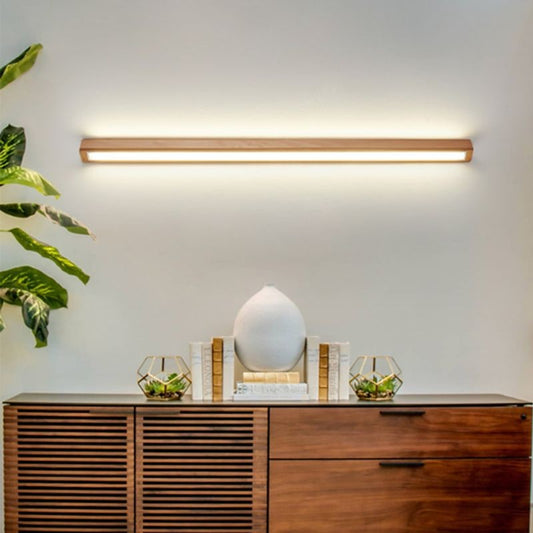 Linear LED Wall Sconce With Wooden Frame - Image 2