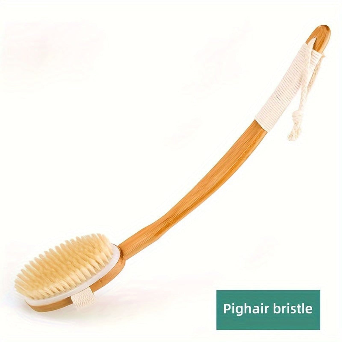 Natural Bristle Bath Brush With Long Wooden Handle For Exfoliating Back Scrubber - Image 6