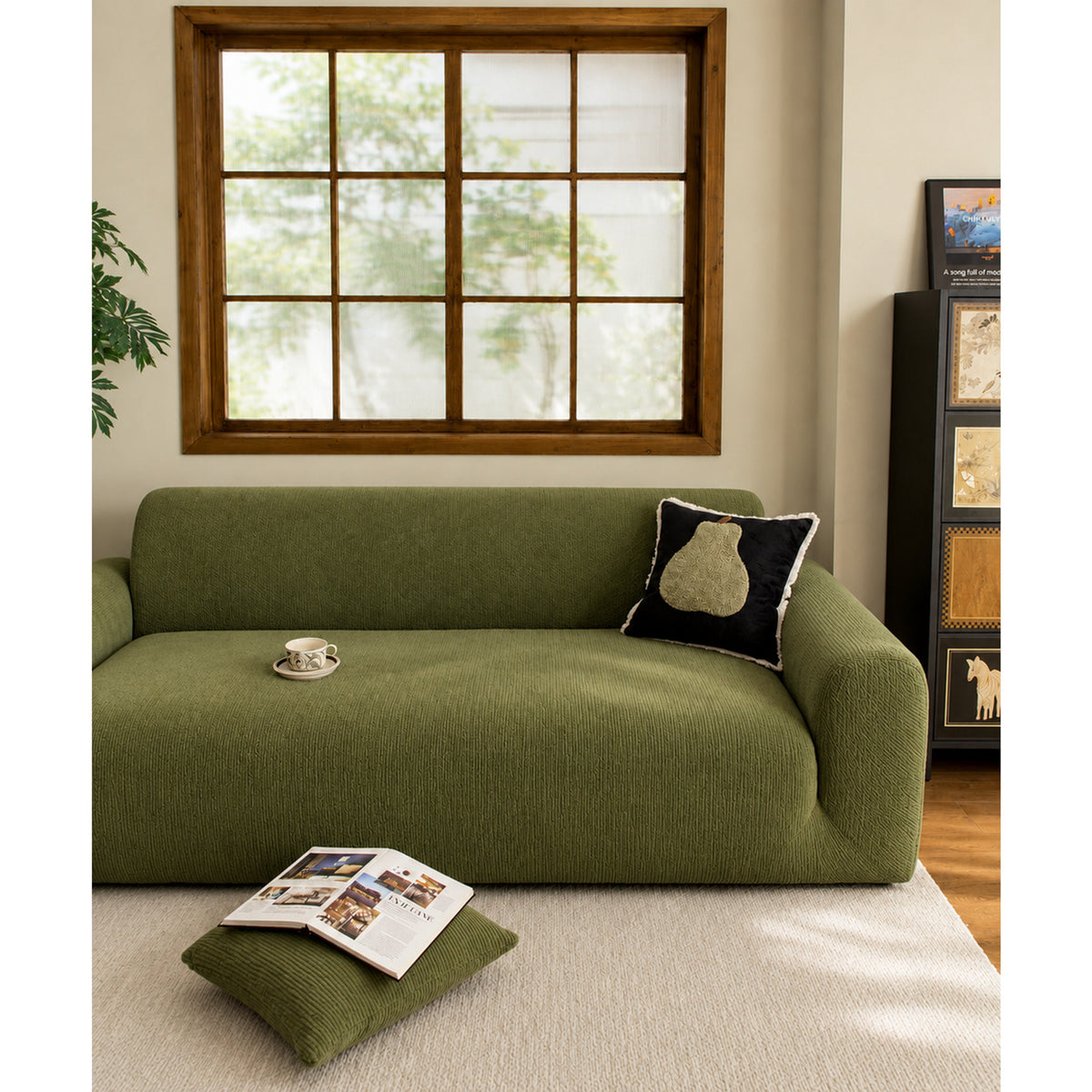 Navy Velvet Stretch Sofa Cover - Image 4