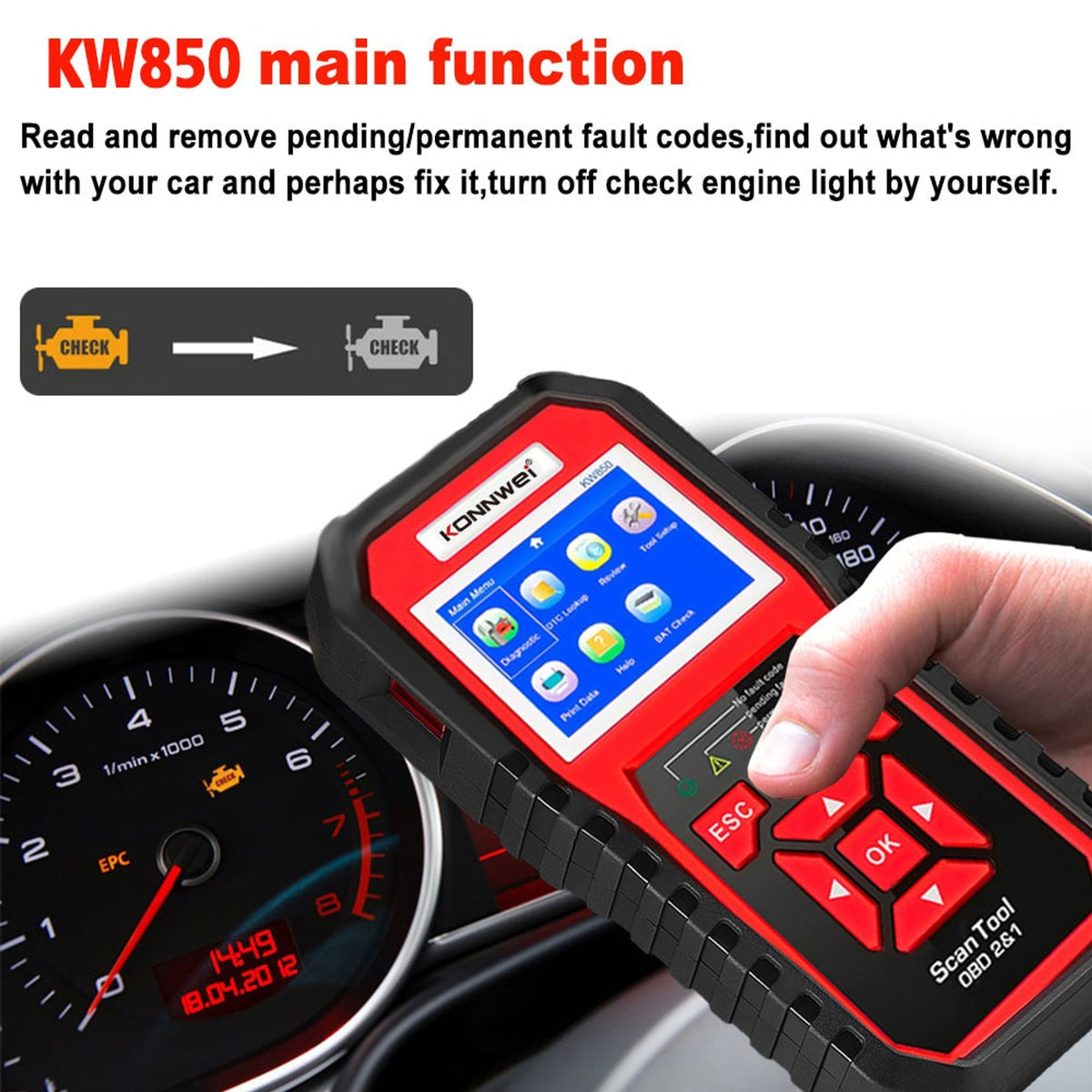 OBD2 Scanner With One-Click I M Readiness Key - Image 4