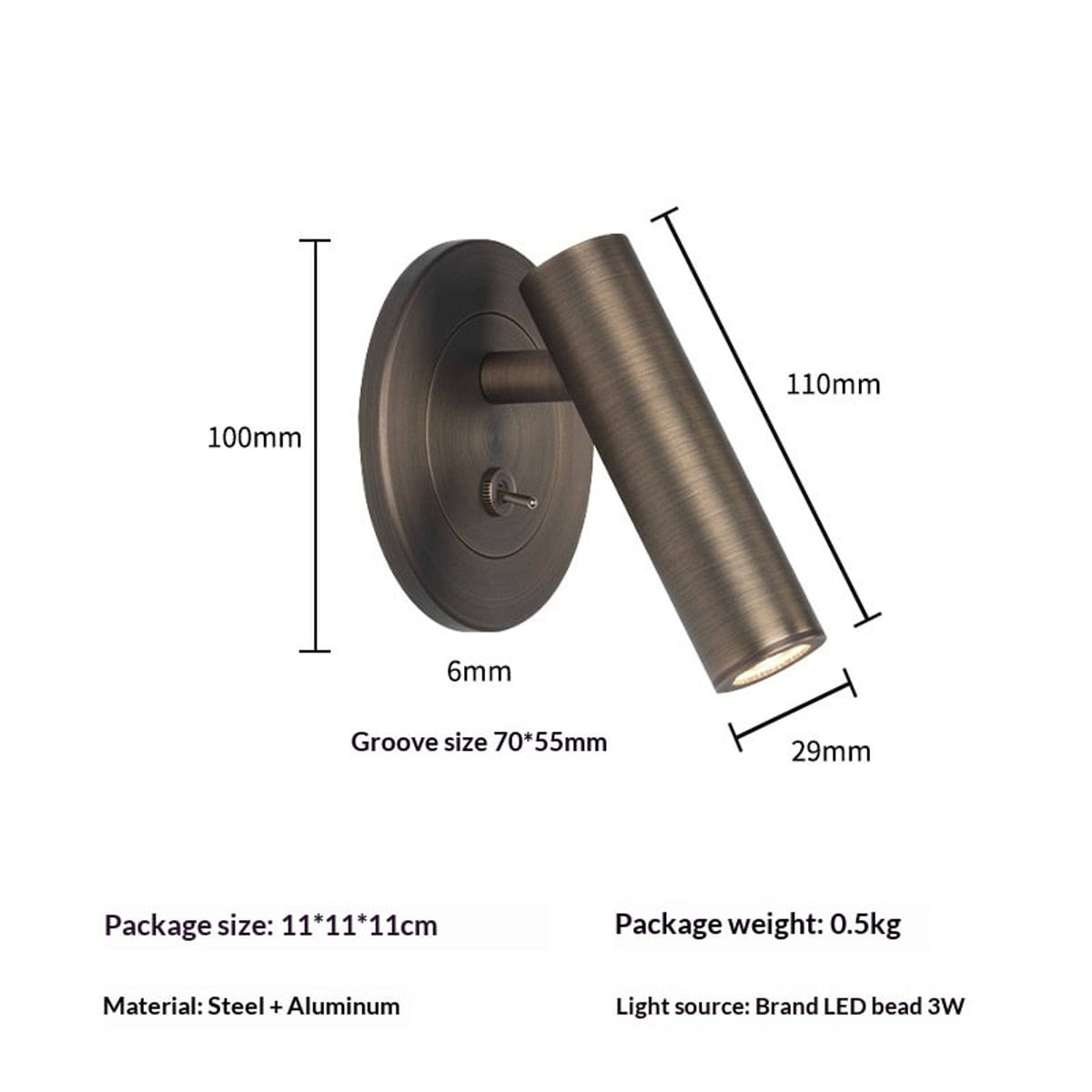 Pivoting Cylindrical Wall Mounted Light With LED Bulb - Image 5