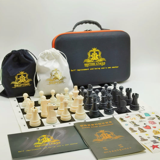 Portable Chess Set With Resin Pieces And Leather Board - Image 4