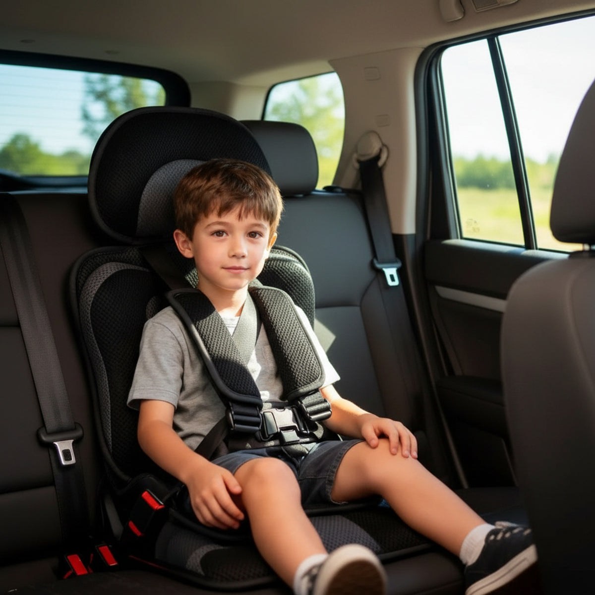Portable Foldable Child Car Booster Seat For Travel With Safety Harness - Image 5