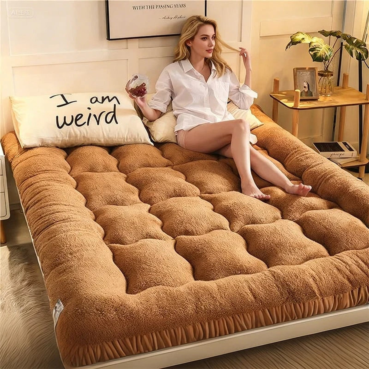 Quilted Bed Mattress Pad With Plush Warm Surface - Image 1