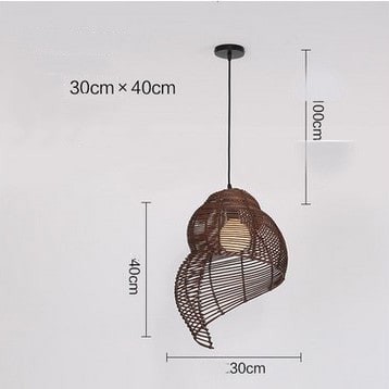 Rattan Pendant Light Snail LED Natural Adjustable - Image 2