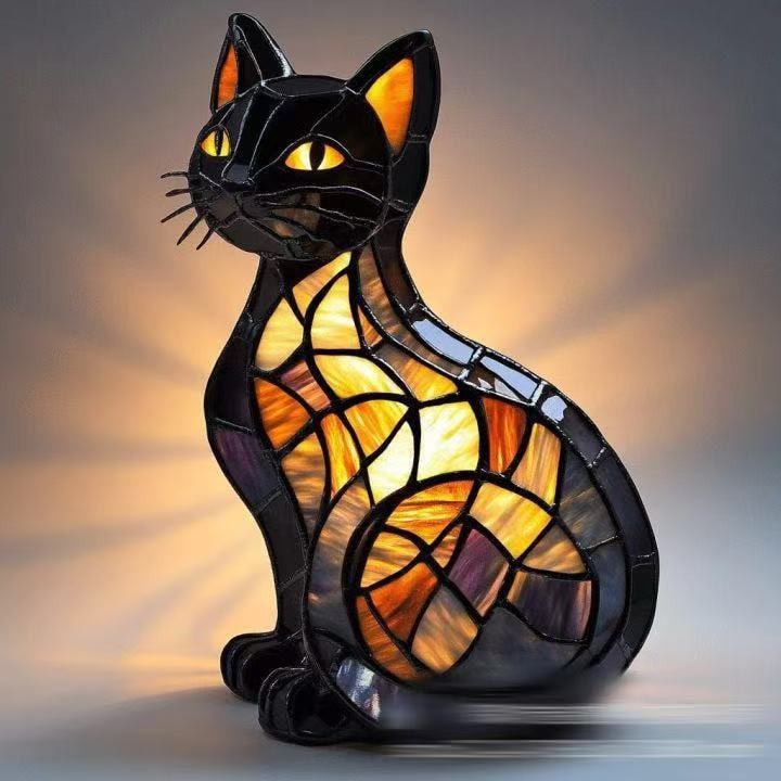 Resin Stained Glass Dog Lamp With Colourful Design - Image 33