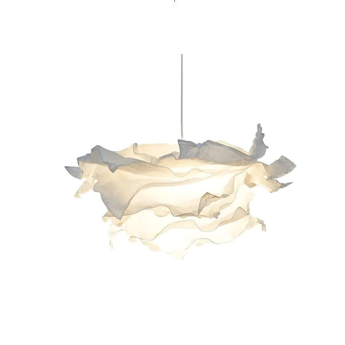 Ruffled Organic Shape Paper Pendant Light With Warm LED Glow - Image 5