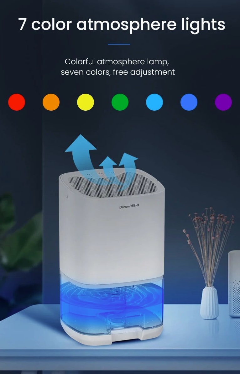 Silent 2-in-1 Air Dehumidifier With Air Purification And 7-Colour Ambient Light - Image 9