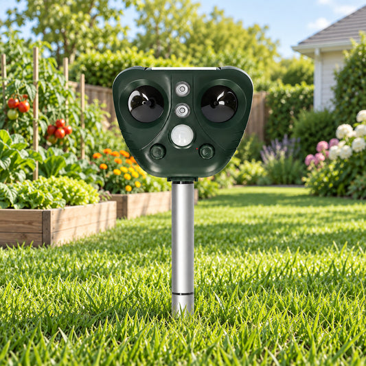Solar Ultrasonic Bird Repeller With LED Light For Garden Pest Repeller - Image 2