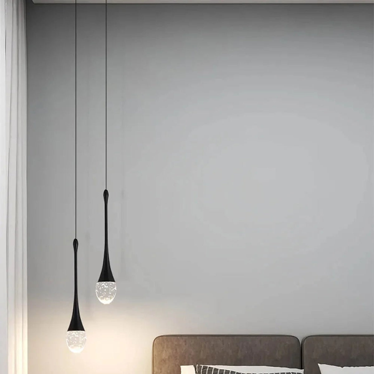 Teardrop Glass Pendant Light With Bubble Detail - Image 8