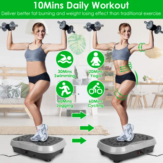 Vibration Plate Exercise Machine With Resistance Bands And Remote Control For Full Body Home Workouts - Image 7