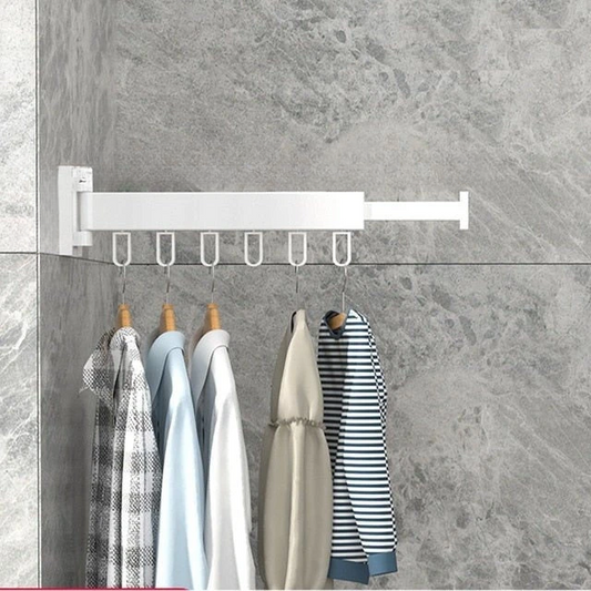 Wall Mounted Drying Rack Retractable Laundry Hanger With Hooks For Clothes - Image 2