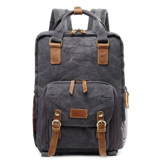 Waxed Canvas Camera Backpack With Large Capacity And Padded Dividers - Image 2