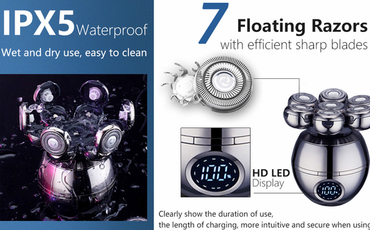 Wireless Electric Head Shaver With 7D Floating Blades 90-Minute Cordless Use And Five Grooming Attachments - Image 9