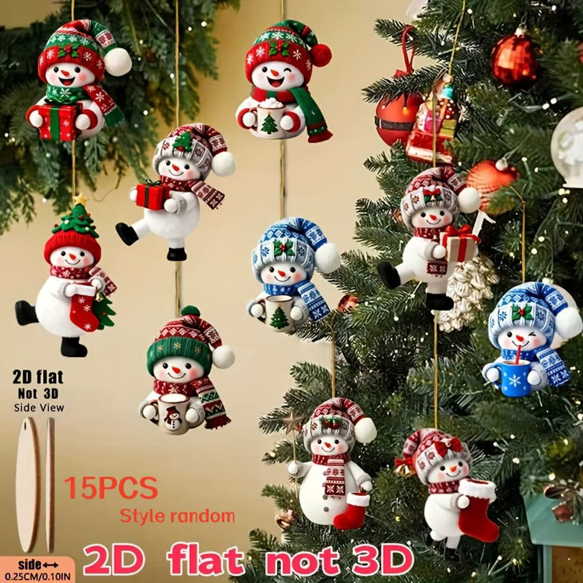 Wooden Christmas Snowman Ornaments With Handcrafted Poses - Image 7