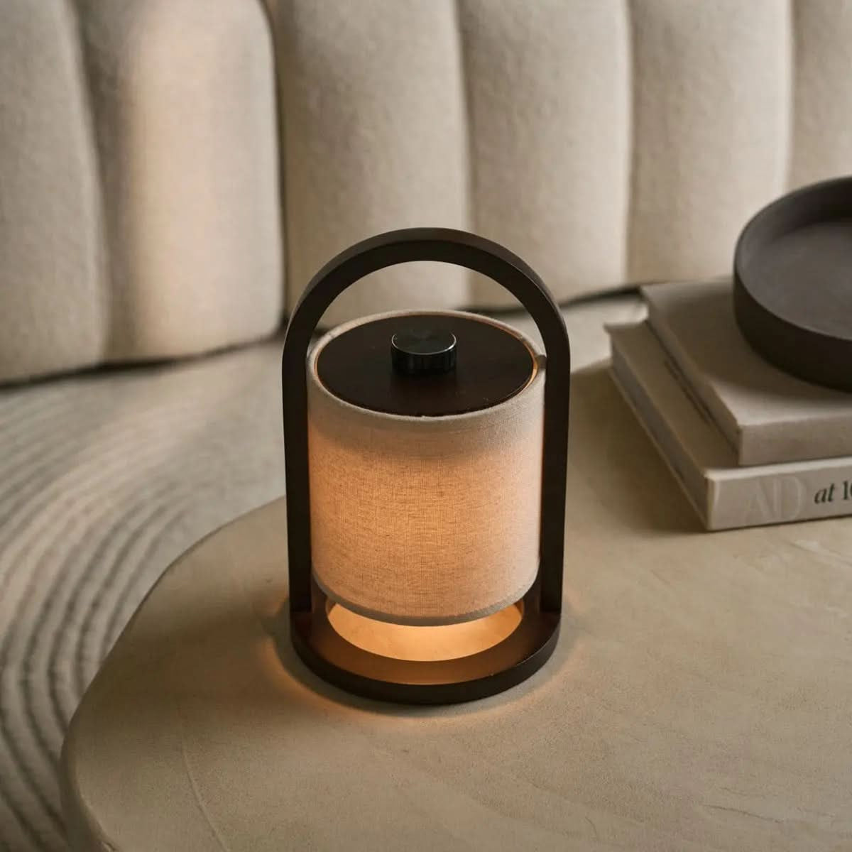 Wooden Cylinder Portable LED Table Lamp With Touch Dimmer - Image 6