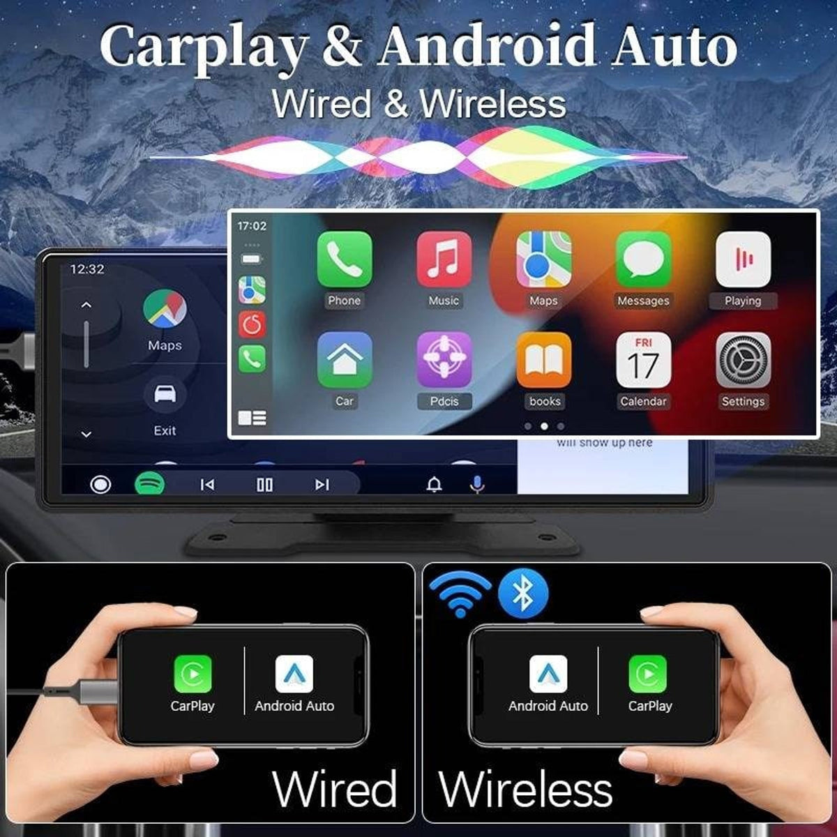 10.26-Inch Wireless Carplay Android Auto Bluetooth Backup Camera Input Car Stereo Touchscreen - Image 3