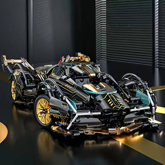 1690-Piece V12 Model Car Building Block Set With Working Steering - Image 1