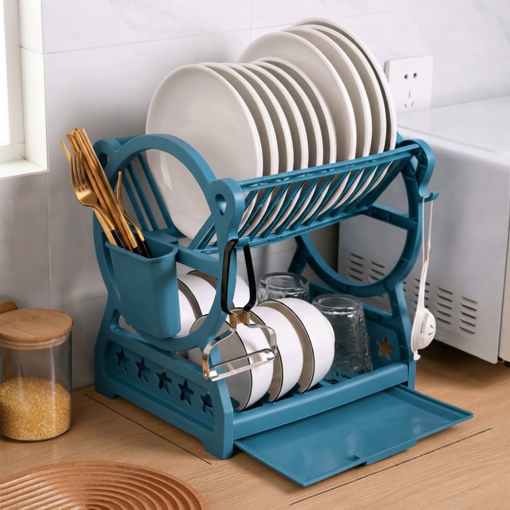 Drainpro 2 Tier Dish Drainer With Cutlery Holder And Drip Tray - Image 6