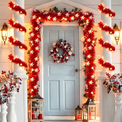 2m Christmas Garland With Hanging Snowflakes - Image 5