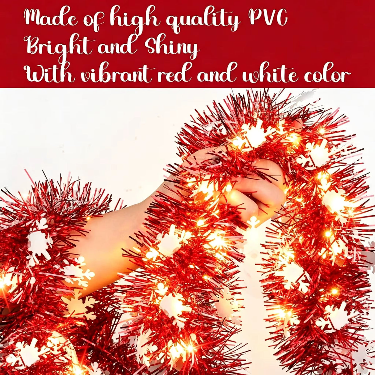 2m Christmas Garland With Hanging Snowflakes - Image 6