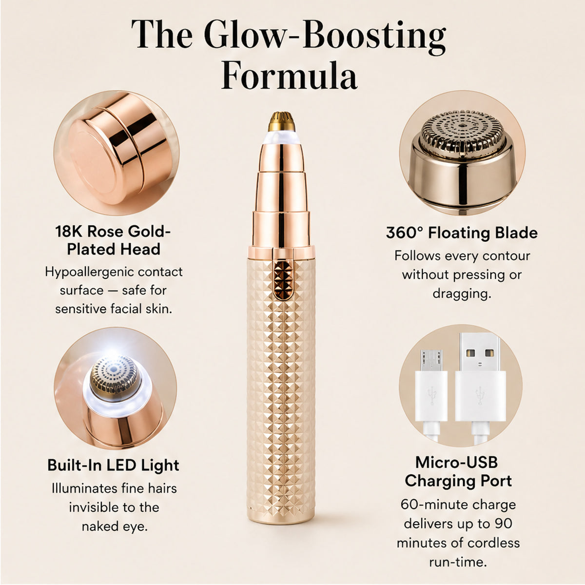 3-in-1 Painless Precision Trimmer For Brows Face And Body - Image 5