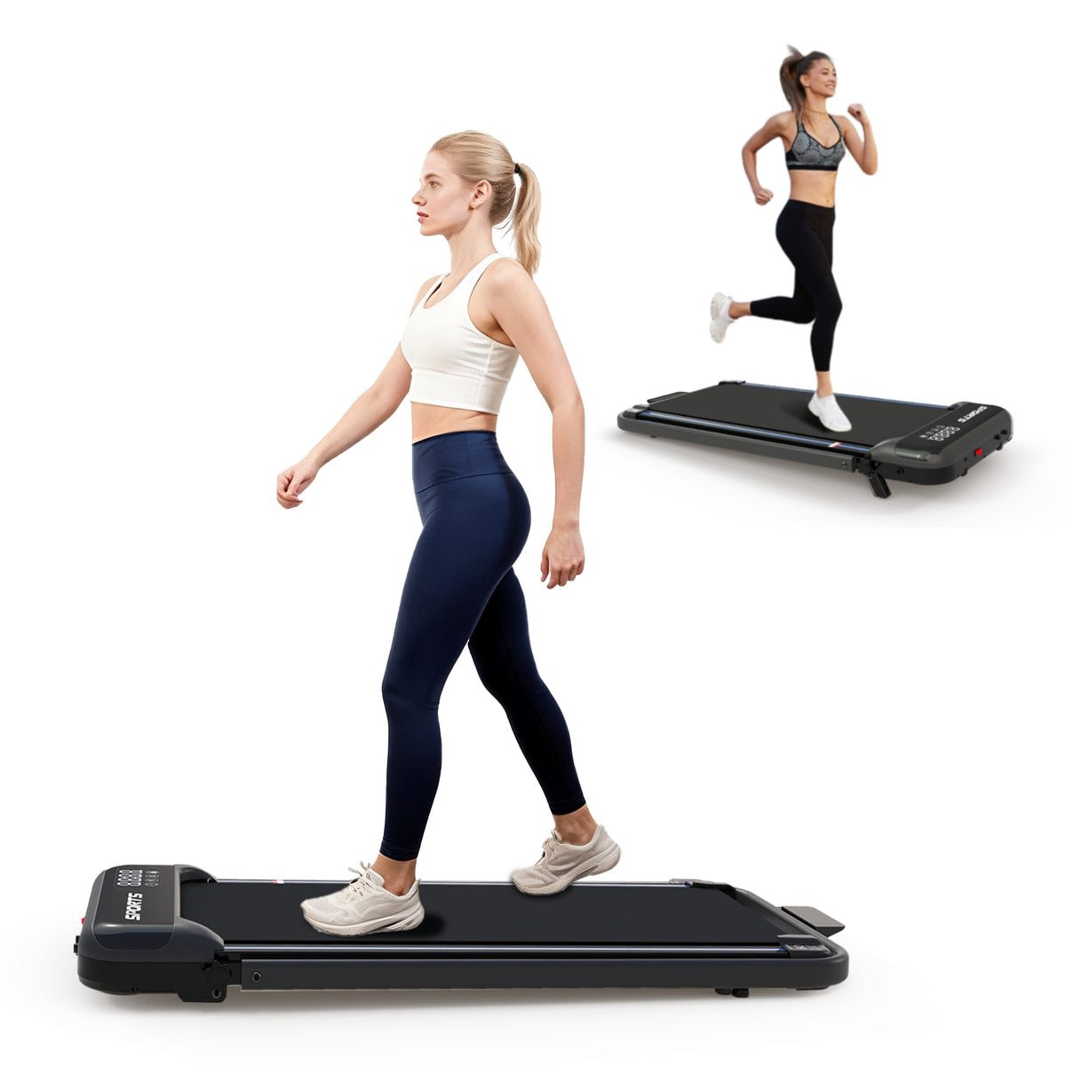 3-in-1 Under Desk Treadmill With Incline Foldable Walking Pad With Handle Bar For Home Jogging - Image 2