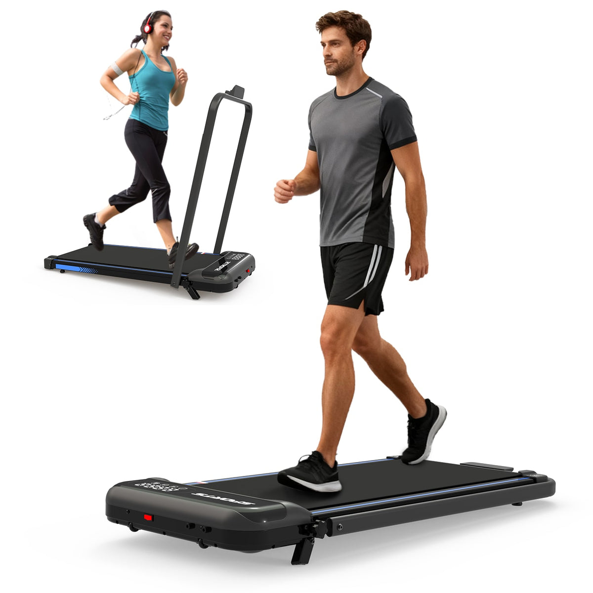 3-in-1 Under Desk Treadmill With Incline Foldable Walking Pad With Handle Bar For Home Jogging - Image 3