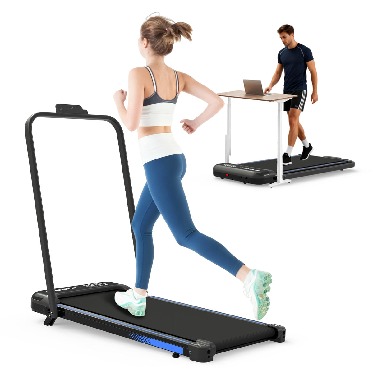 3-in-1 Under Desk Treadmill With Incline Foldable Walking Pad With Handle Bar For Home Jogging - Image 5