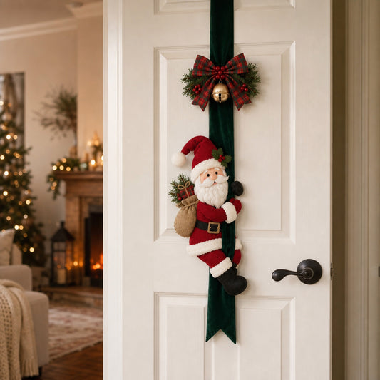 3D And Plaid Cloth Christmas 3D Santa Door Hanging - Image 1